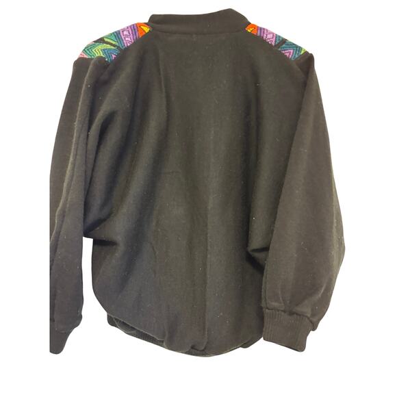 Vintage Boho Southwestern Cardigan  Geometric Knit Black Button Front Sweater - Picture 3 of 3